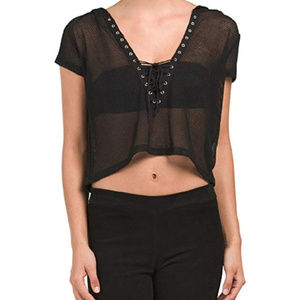 NWT Lavender Field Juniors Mesh Hoodie Crop Top